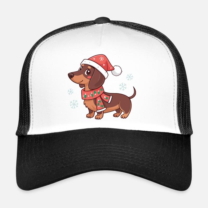 Dackel, warmes Weihnachten - Trucker Cap - Weiß/Schwarz