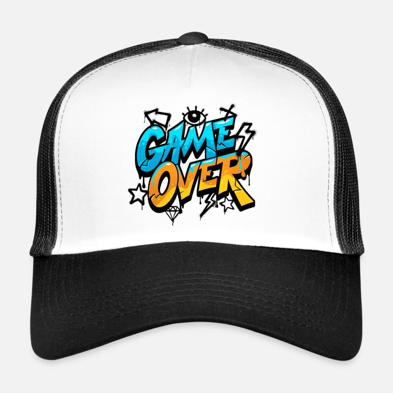 Spiel vorbei Neon Splash - Trucker Cap - Weiß/Schwarz