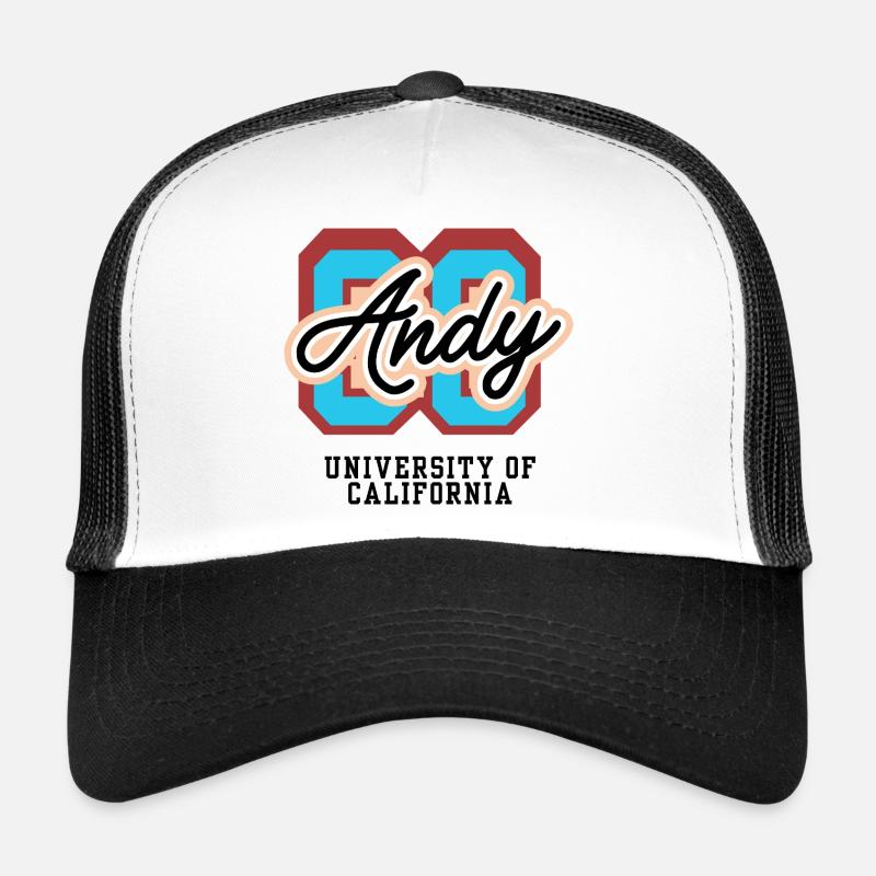 Andy Retro Varsity Emblem - Trucker Cap - Weiß/Schwarz