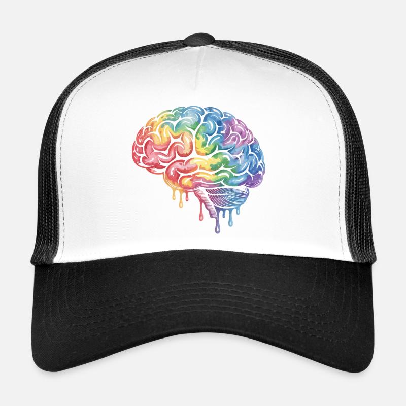Conception d’impression en dégradé de cerveau arc-en-ciel Casquette trucker 