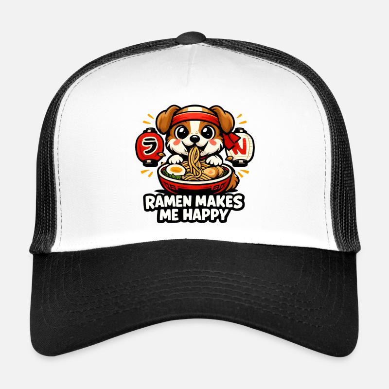 Ramen Makes Me Happy Dog Trucker Cap