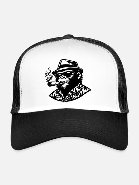 Monkey Smoke - Trucker Cap - white/black - Front
