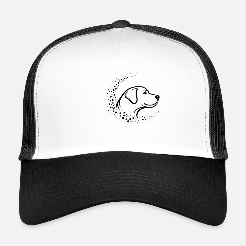 Minimal Dog Muzzle – Abstract Line Art Design - Trucker Cap - Weiß/Schwarz