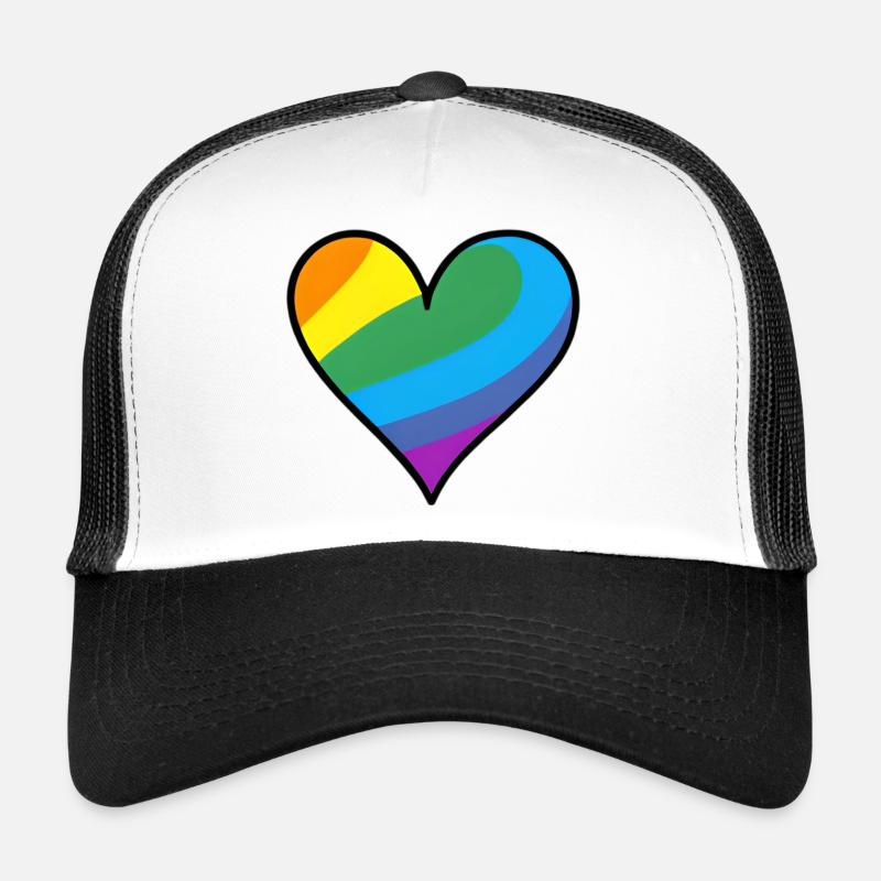 Rainbow Heart Pride Print Trucker Cap