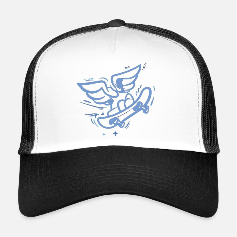 Wing Skateboard Heart Blue - Trucker Cap - white/black