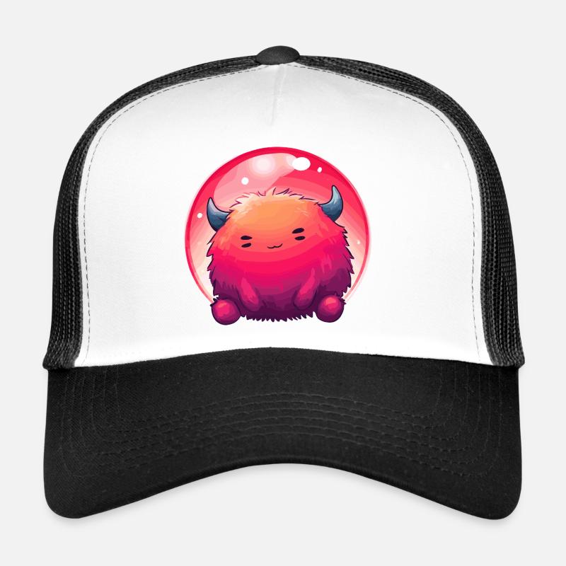 Fluffiges Monstergesicht Gradient - Trucker Cap - Weiß/Schwarz