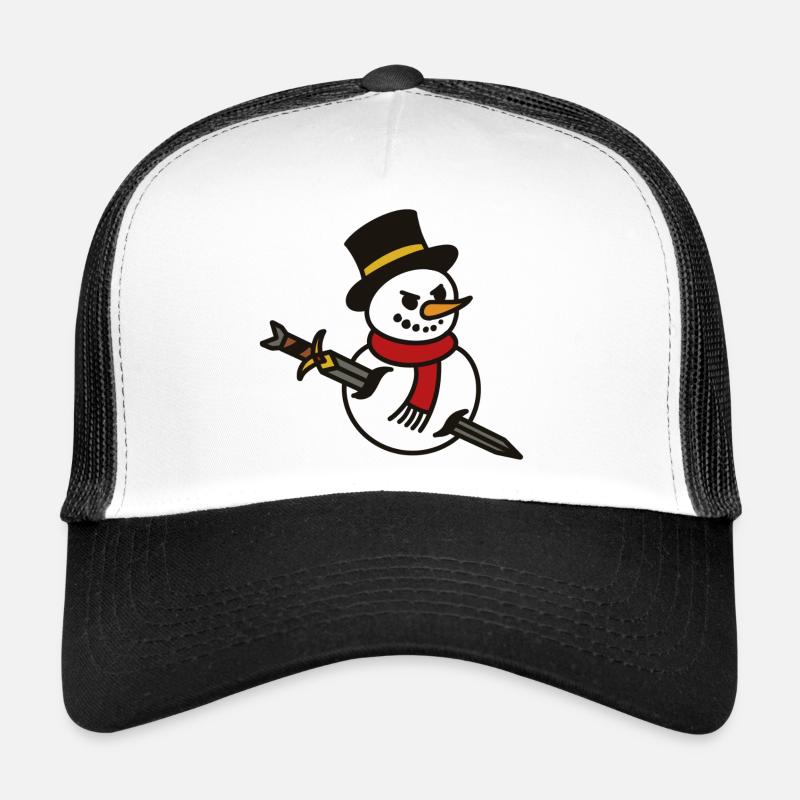 Aggressive snowman with knife - Trucker Cap - white/black