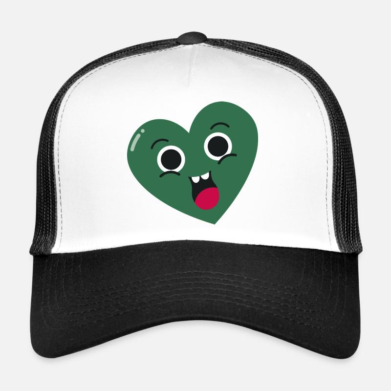 Lächelndes Grünes Herz - Trucker Cap - Weiß/Schwarz