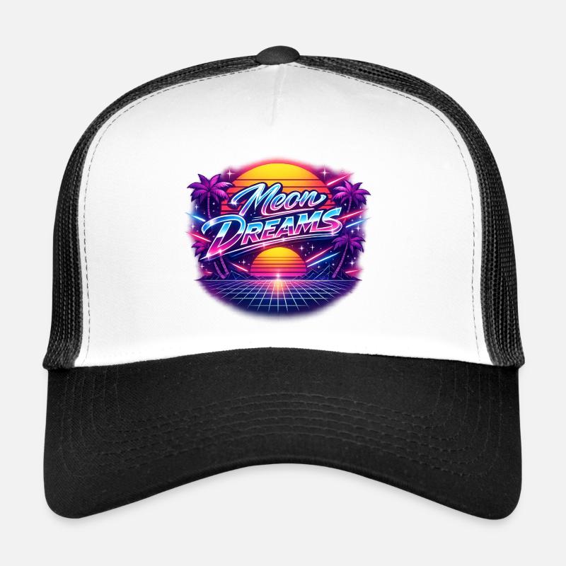 Rêves de Lune Coucher de soleil rétro néon Casquette trucker 