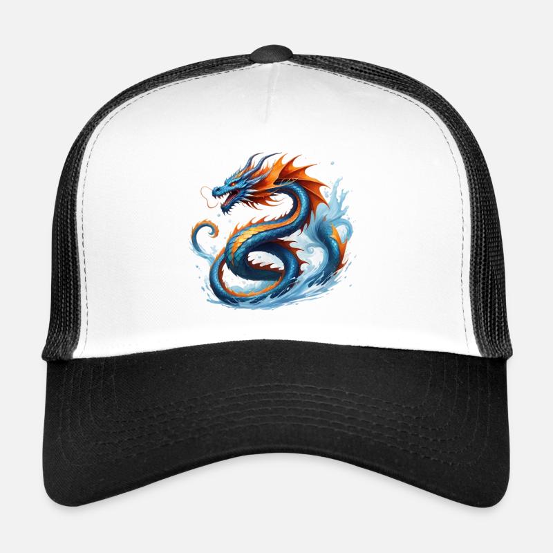 Dragon Bleu-Orange Tempête de Dragon Casquette trucker 