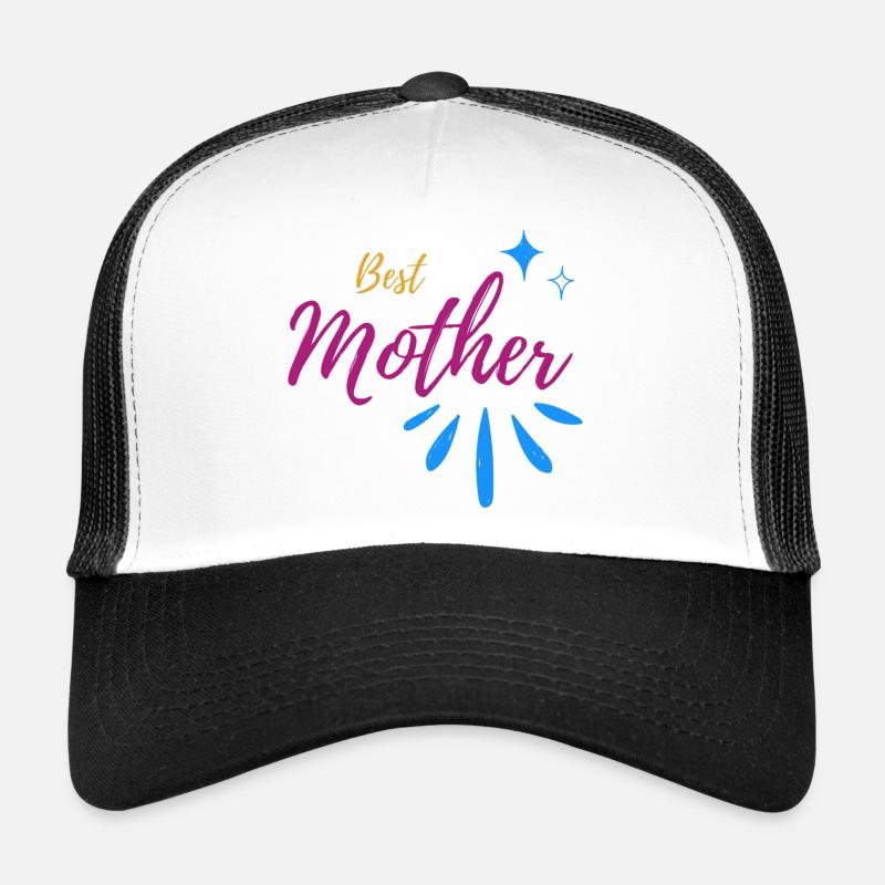 Beste Mutter Schrift mit Funkensprenkel - Trucker Cap - Weiß/Schwarz