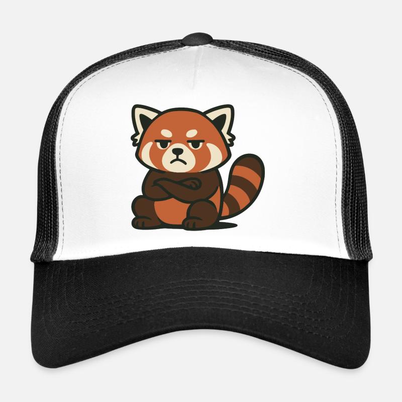 Grim Red Panda with Crossed Arms Trucker Cap