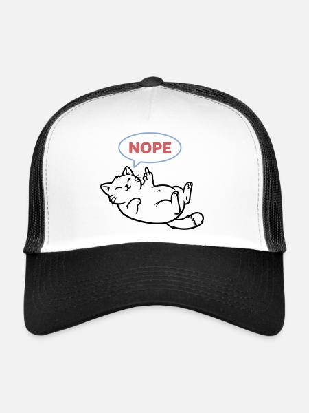 Laughing Cat Nope Middle Finger - Trucker Cap - white/black - Front