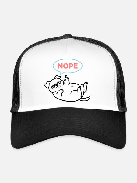 Pug Dog Comic Colorful Outline - Trucker Cap - white/black - Front