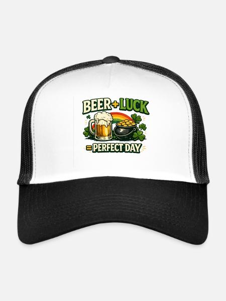 Beer Luck Perfect Day - Trucker Cap - white/black - Front