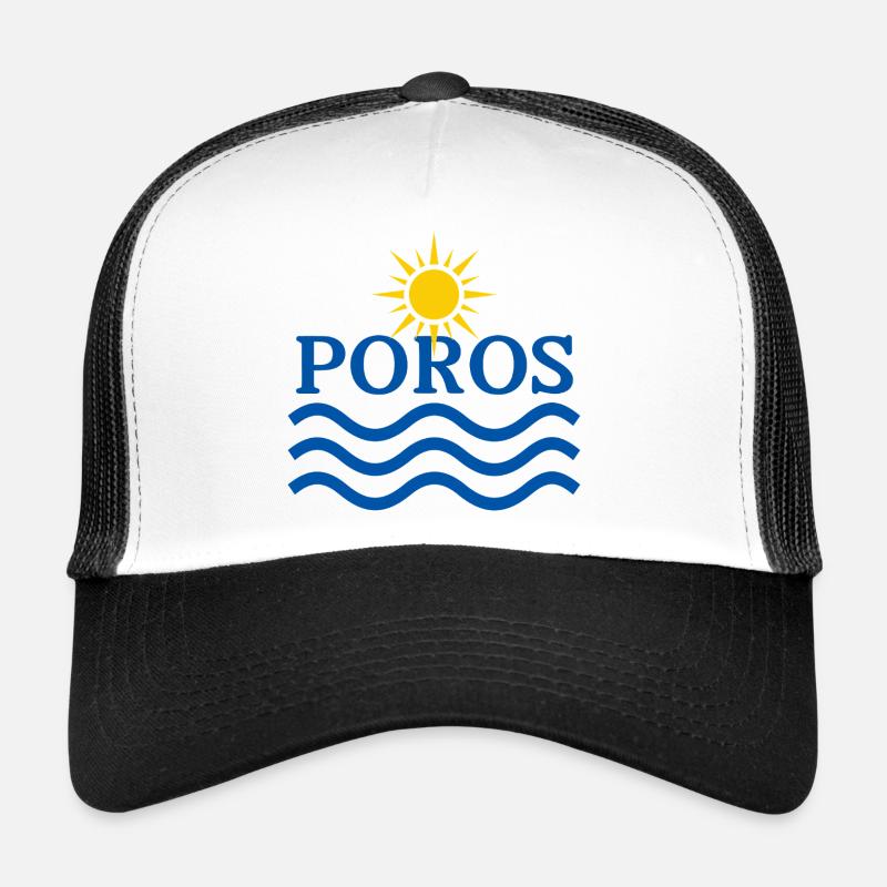 Poros Sun Waves Design - Trucker Cap - white/black