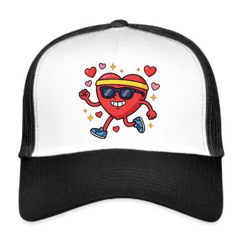 Course amusante pour la Saint-Valentin - Casquette trucker  - blanc/noir - Devant