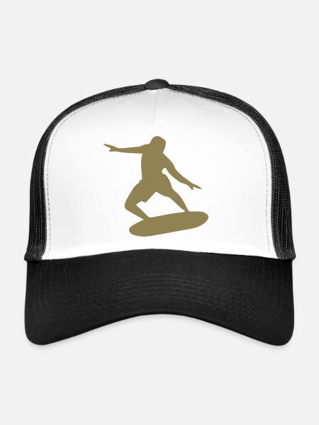 Silhouette de surfeur Surf Minimaliste - Casquette trucker  - blanc/noir - Devant