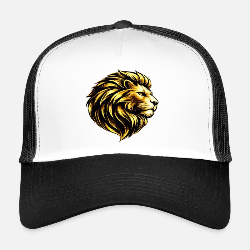 Illustration de la tête de lion dorée Casquette trucker 