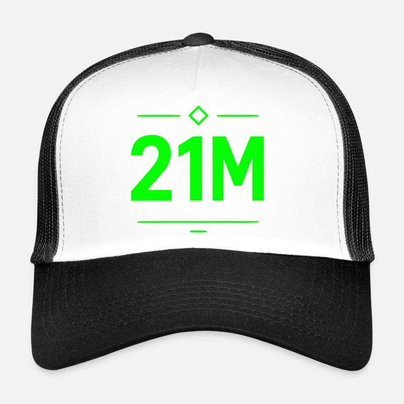 21M Lettres Bitcoin Motif Néon Vert Limite Casquette trucker 