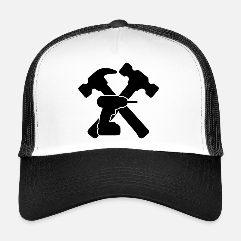 Marteaux à outils, silhouette de perceuse Casquette trucker 