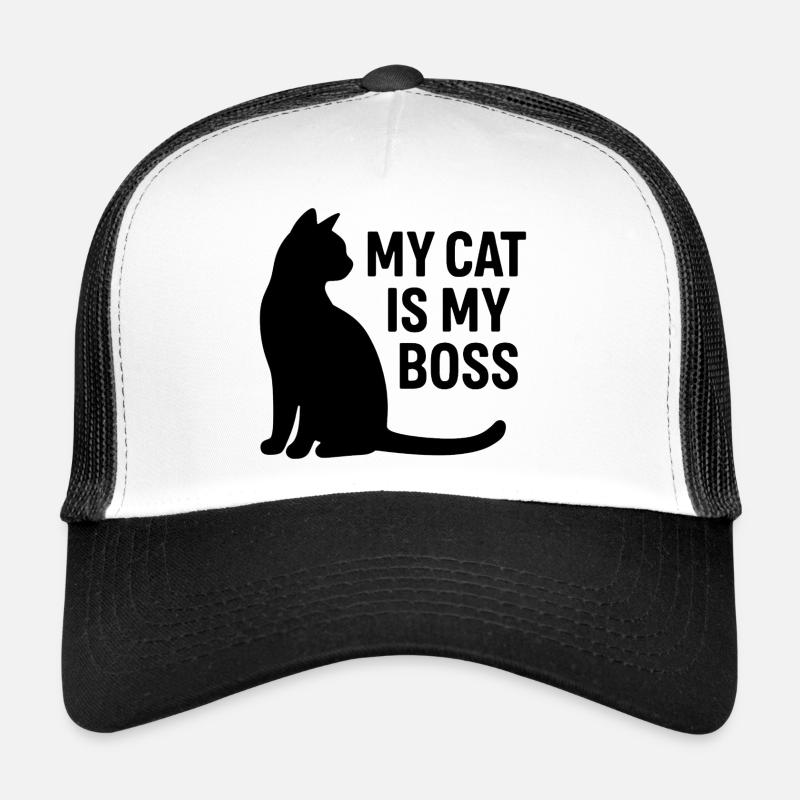 Le chat est le patron - Casquette trucker  - blanc/noir