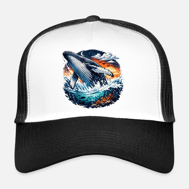 Fantasme du saut de baleine de mer du soir Casquette trucker 