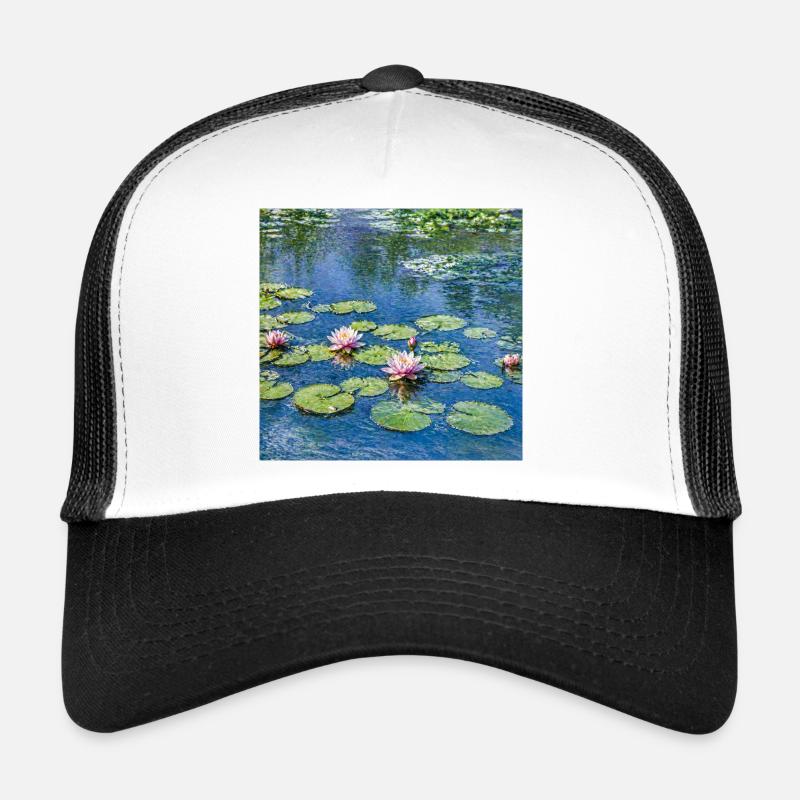 Lys sur un étang bleu Casquette trucker 