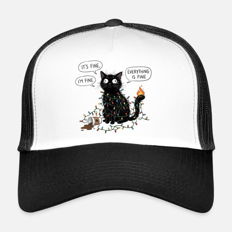Black Cat Wrapped in Lights Trucker Cap