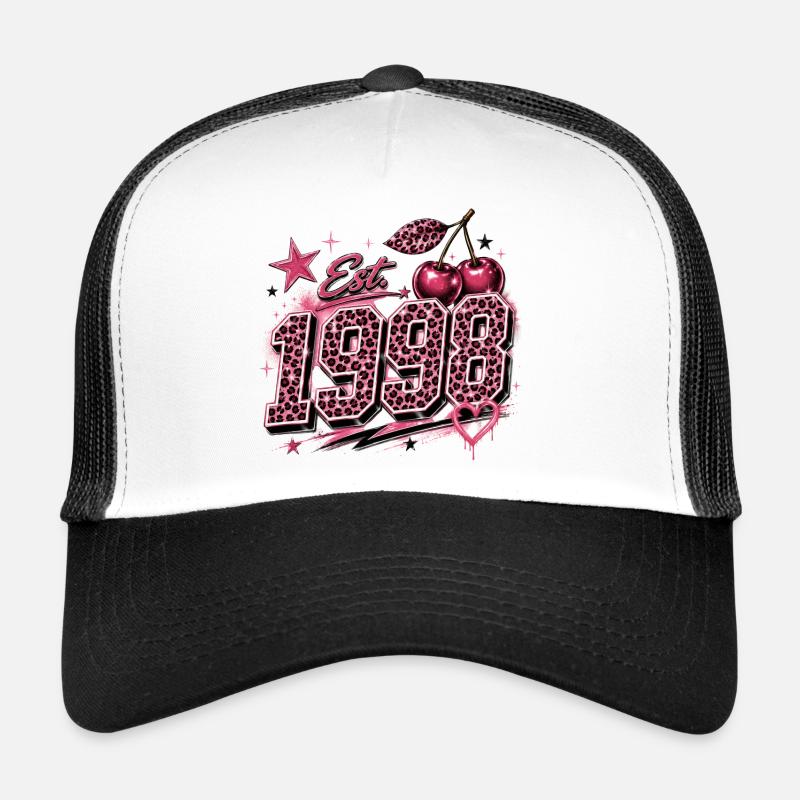 Est. 1998 Pink Leopard Birthyear Trucker Cap