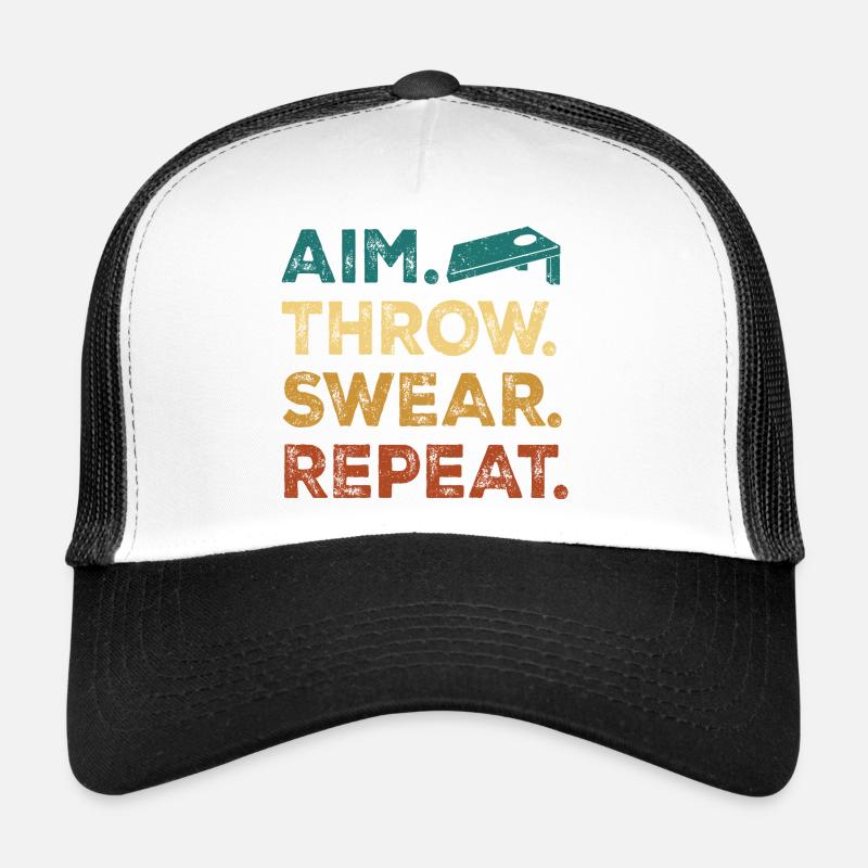 Aim. Throw. Wear. Repeat. - Trucker Cap - Weiß/Schwarz