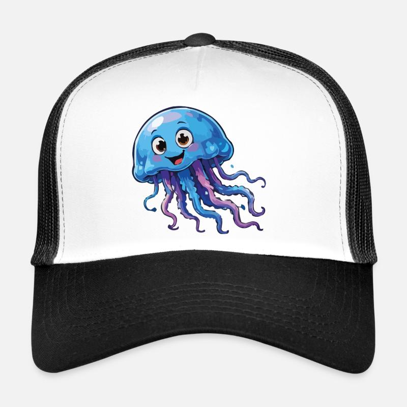 Dessin animé de la méduse bleue Casquette trucker 