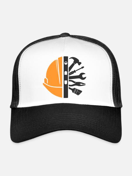 Casque et outils de construction – Logo Craftsman - Casquette trucker  - blanc/noir - Devant