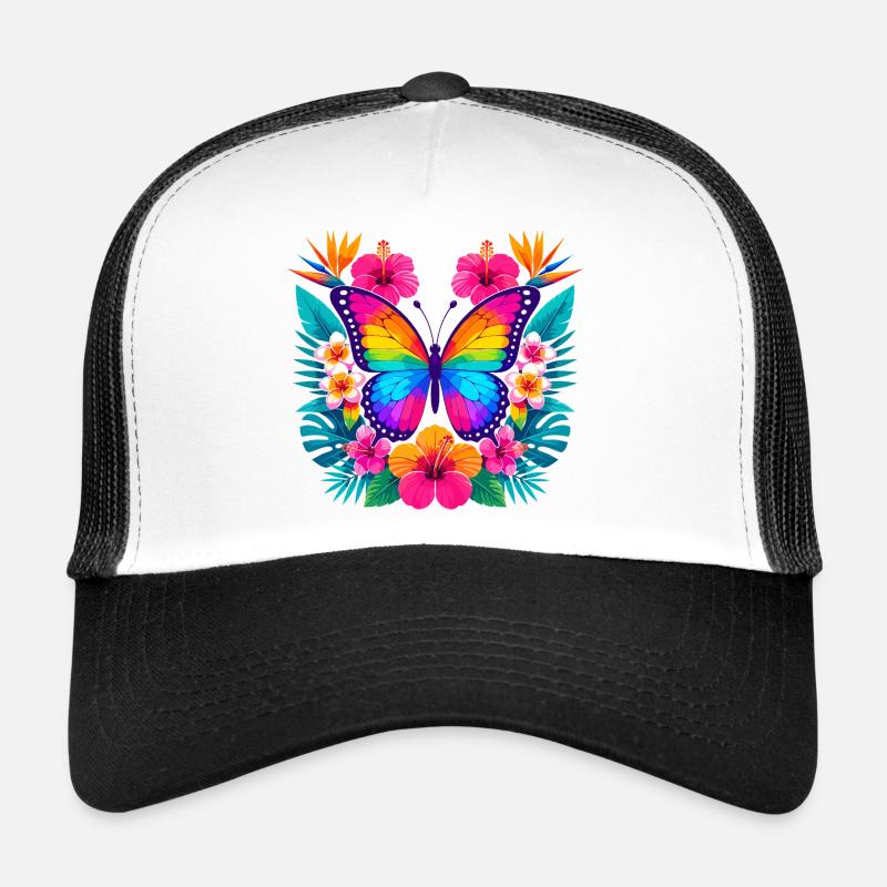 Papillon tropical coloré Casquette trucker 