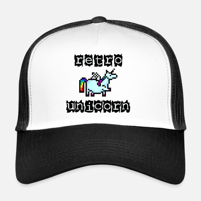 Pixel unicorn retro black font - Trucker Cap - white/black