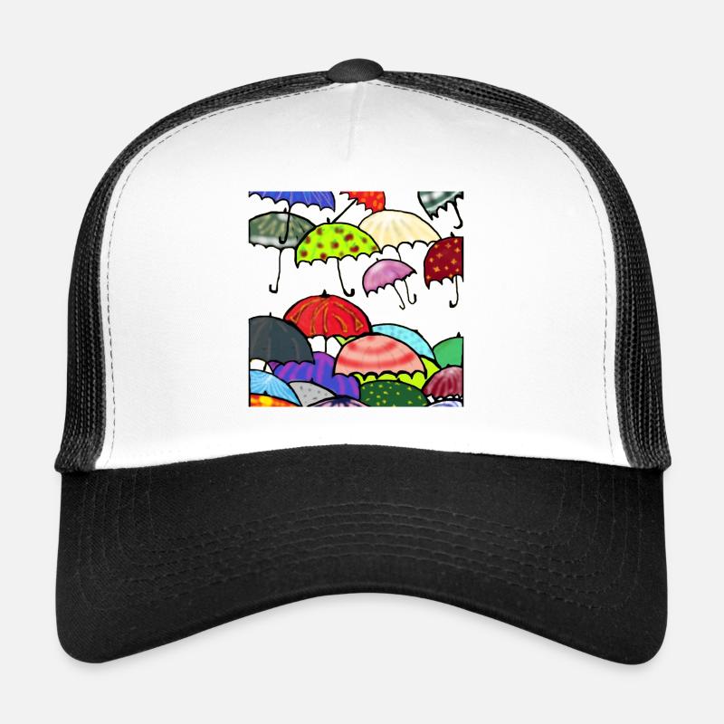 Die Schirmparade, eine bunte Geschenkidee. Kunst Trucker Cap