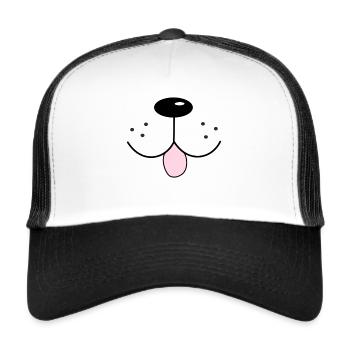 Funny Dog face with nose, mouth and tongue - Trucker Cap - white/black - Front
