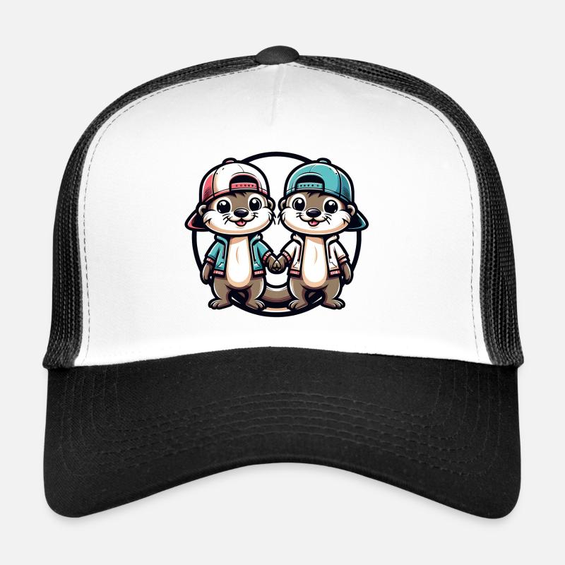 Two Cute Otter Buddies Buddies Forever Trucker Cap