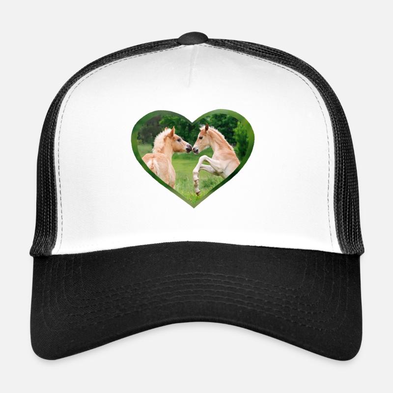 Haflinger Pferde lustige Fohlen Freunde mit Herz Trucker Cap