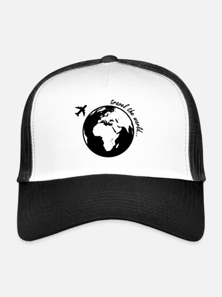 Travel the world - great gift idea for travelers - Trucker Cap - white/black