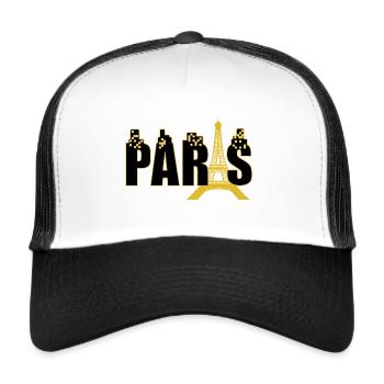 Paris die goldig leuchtende Stadt, Frankreich - Trucker Cap - Weiß/Schwarz - Vorne