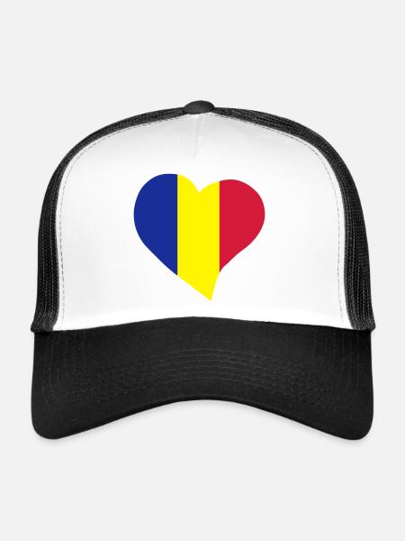 I love Romania - J'aime la Roumanie - Casquette trucker  - blanc/noir - Devant