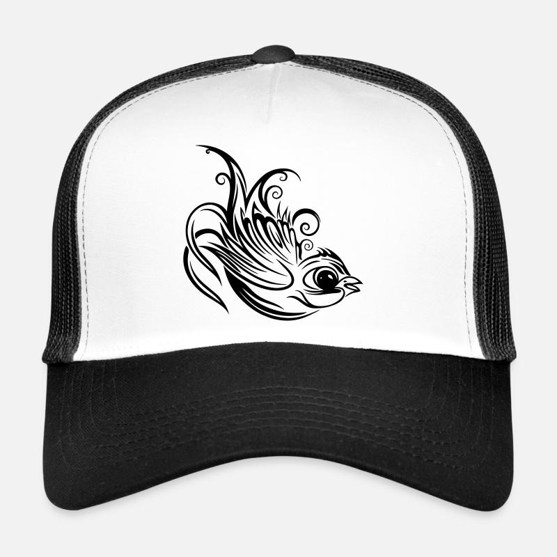 Hirondelle, printemps, messager de printemps - Casquette trucker  - blanc/noir