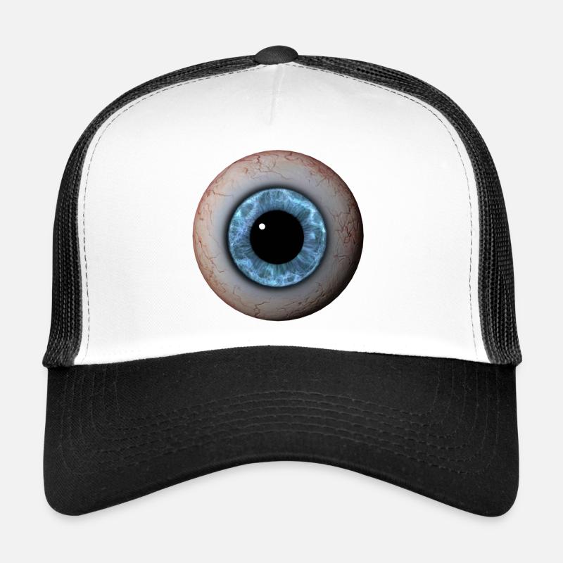 Gros plan des yeux Iris bleu Casquette trucker 