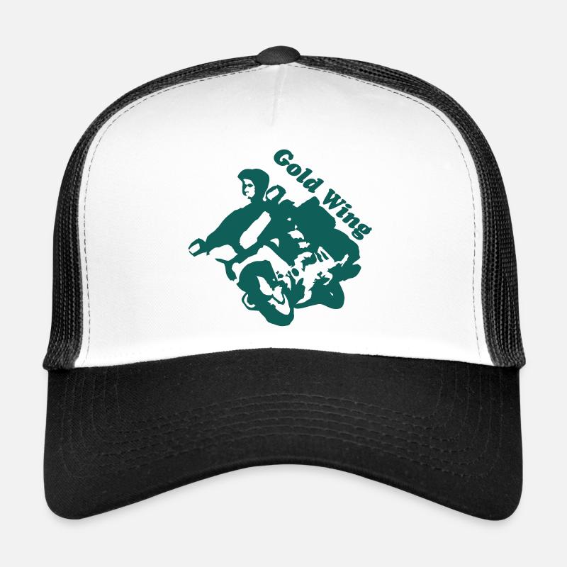 Bikerwing_schrift - Trucker Cap - Weiß/Schwarz
