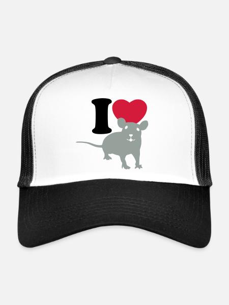 I love rats - Trucker Cap - white/black - Front