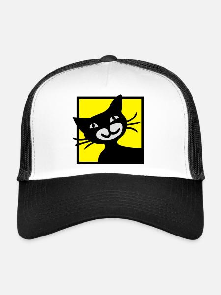 Chat - Casquette trucker  - blanc/noir - Devant
