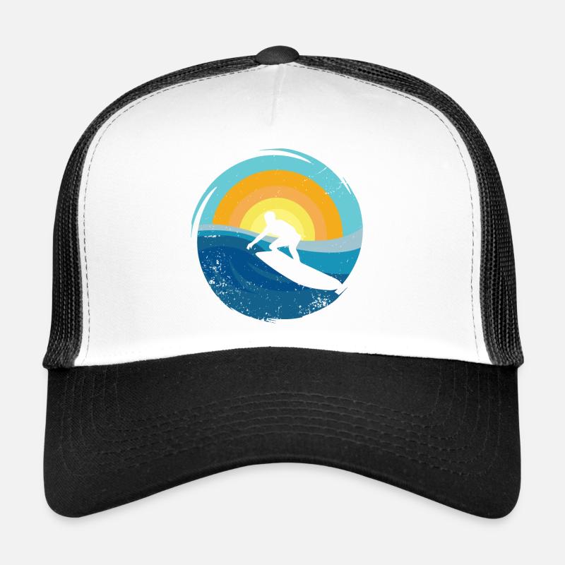 Surfer - Surfboard - Trucker Cap - Weiß/Schwarz