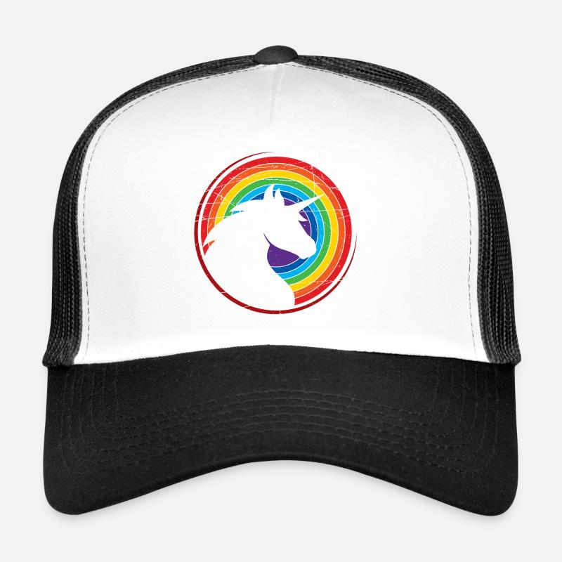 Einhorn - Bunt - Regenbogen - Trucker Cap - Weiß/Schwarz
