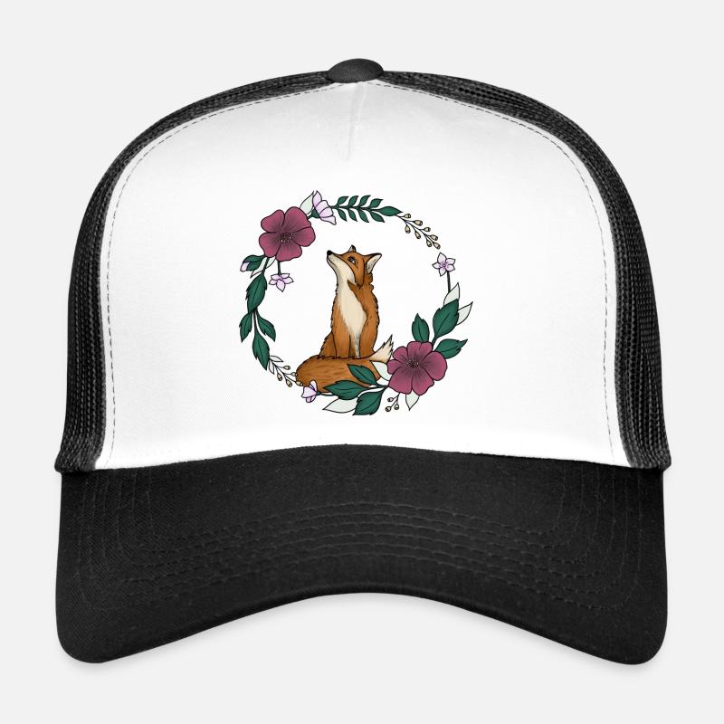 Renard et fleurs Casquette trucker 